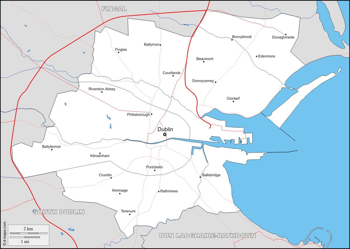 map of Dublin এলাকাগুলোর
