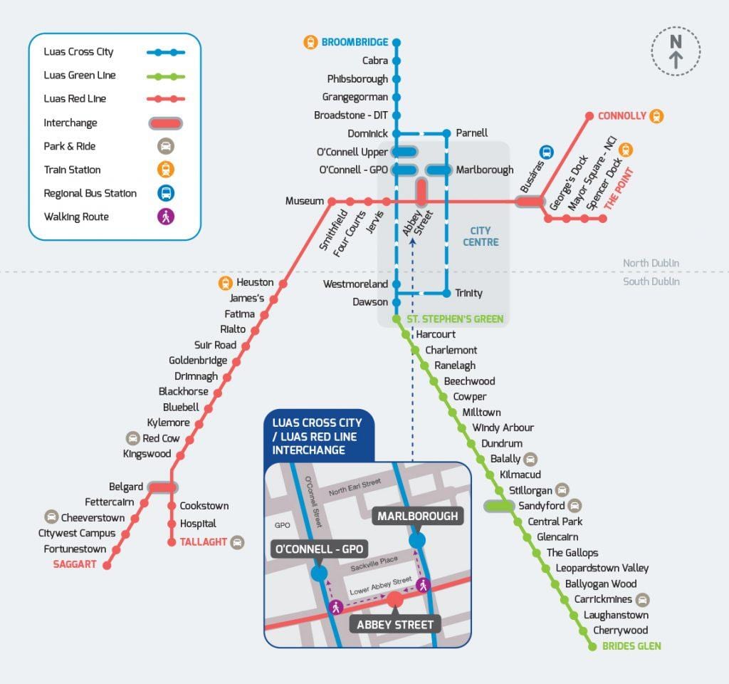 Luas ক্রস সিটি রুট ম্যাপ