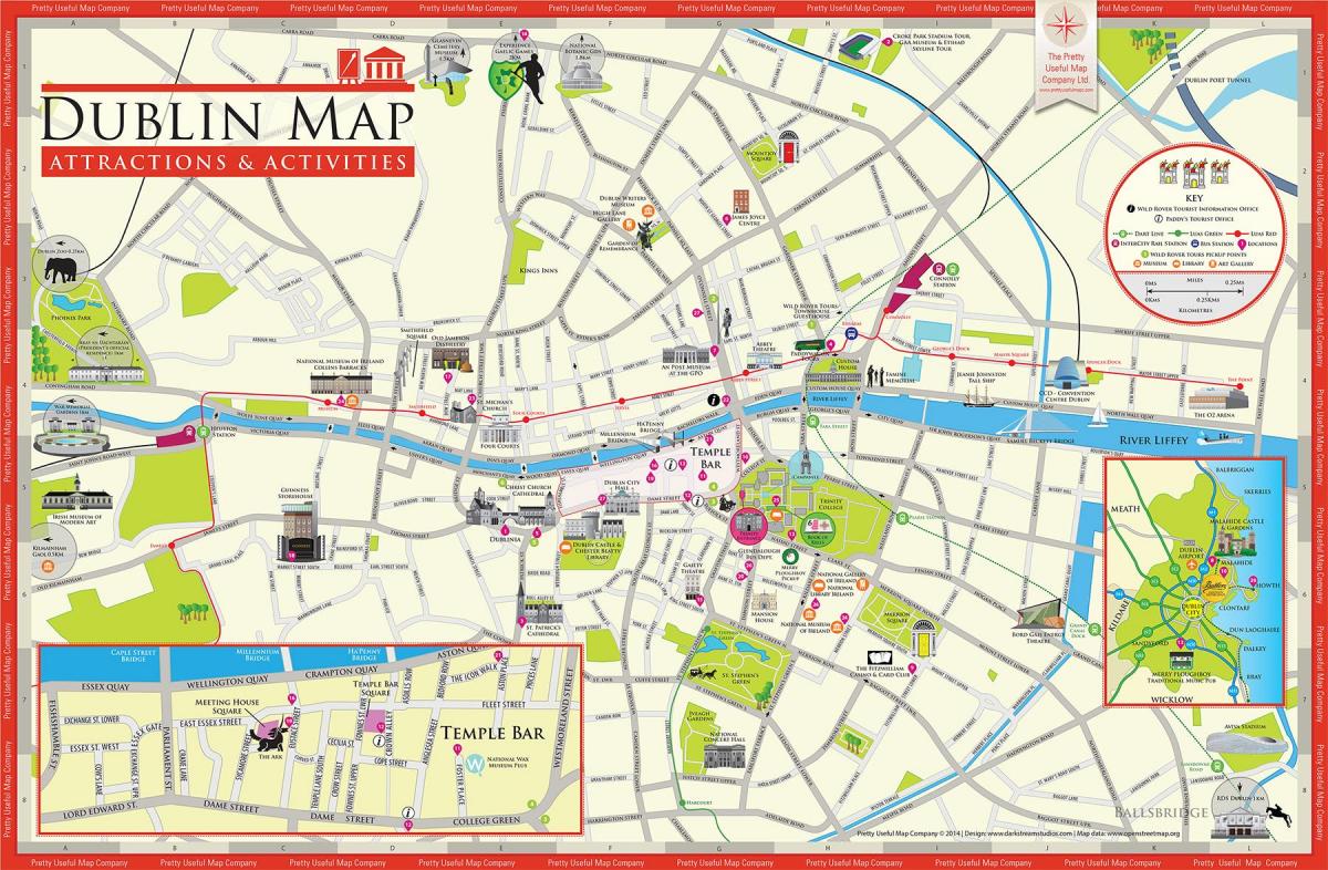 map of Dublin পর্যটন আকর্ষণ