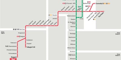 ডাবলিন Luas লাল লাইন মানচিত্র